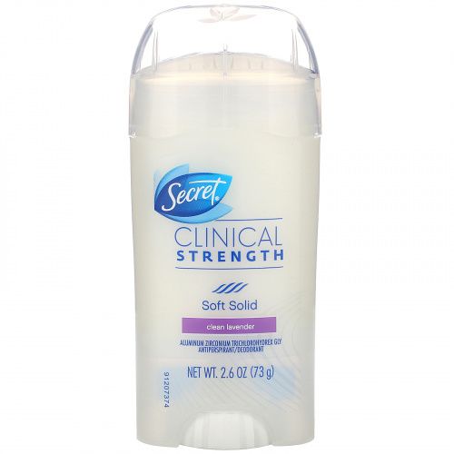 Secret, Clinical Strength  Antiperspirant/Deodorant, Soft Solid, Clean Lavender, 2.6 oz (73 g)