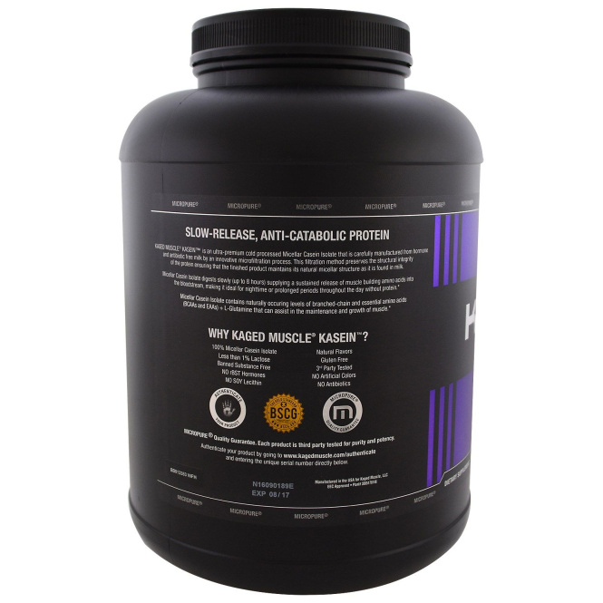Kaged Muscle, Казеин, мицеллярный, ванильный коктейль, 4 фунта (1,8 кг)