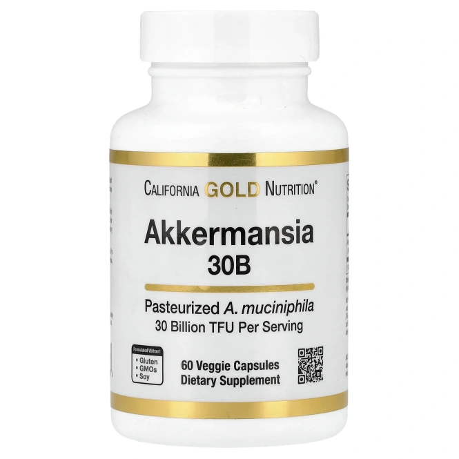 California Gold Nutrition, Akkermansia 30B, аккермансия, 60 вегетарианских капсул