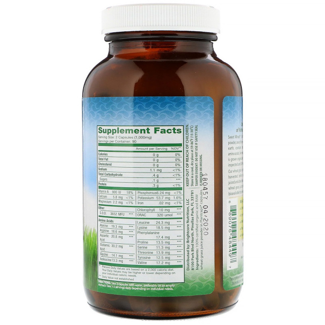 Sweet Wheat, Порошок из выжимки ростков пшеницы, 180 веганских капсул