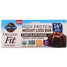 Garden of Life, Organic Fit, Высокобелковый  Батончик для Эффективной Потери Веса, Шоколадная Помадка, 12 Батончиков, по 1,9 унции (55 г) Каждый