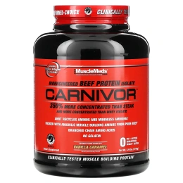 MuscleMeds, Carnivor, изолят белка говядины биоинженерной обработки, с ванильной карамелью, 3.9 фунта