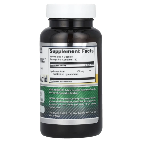 Amazing Nutrition, Гиалуроновая кислота, 100 мг, 120 капсул