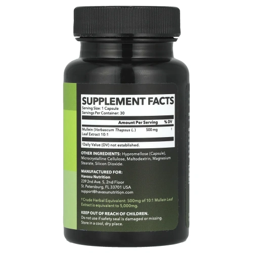 Havasu Nutrition, Листья коровяка, 5000 мг, 30 капсул