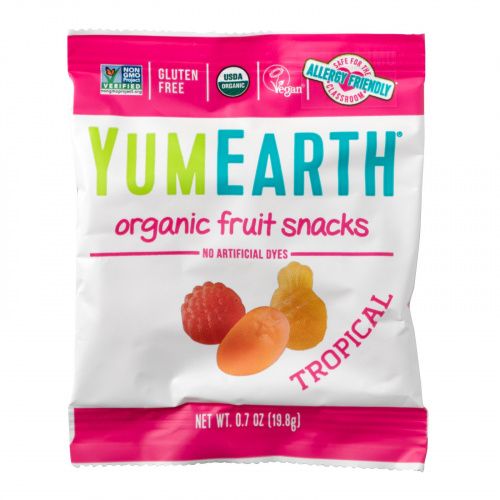 YumEarth, органические фруктовые снеки, тропические фрукты, 43 упаковки, 19,8 г (0,7 унции) в каждой