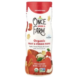 Once Upon A Farm, Органические фруктовые и вегетарианские батончики, краулер, яблоко, батат и кокос с корицей, несладкий, 42,5 г (1,5 унции)
