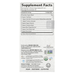 Organic India, чай тулси с куркумой и имбирем, без кофеина, 18 пакетиков для заваривания, 34,2 г (1,2 унции)