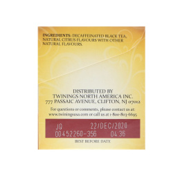 Twinings, Earl Grey, черный чай, без кофеина, 25 чайных пакетиков, 1,54 унц. (43 г)