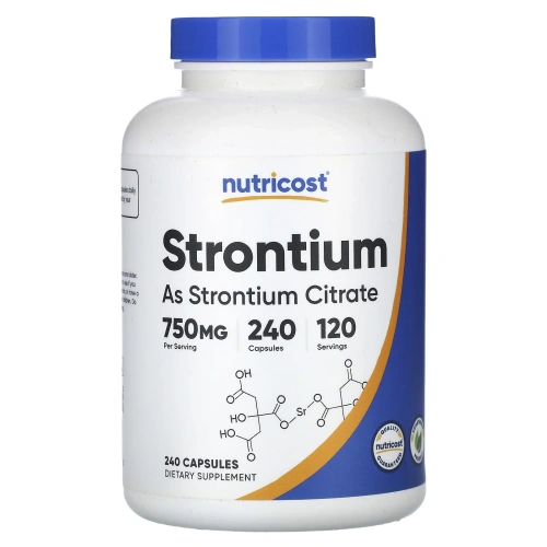 Nutricost, стронций, 750 мг, 240 капсул (375 мг в 1 капсуле)