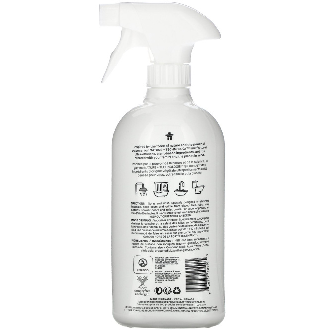ATTITUDE, Bathroom Cleaner, Unscented, 27.1 fl oz ( 800 ml)