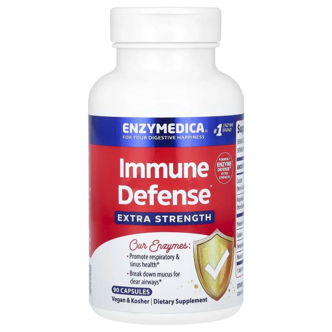 Enzymedica, Immune Defense, усиленный, 90 капсул