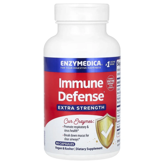 Enzymedica, Immune Defense, усиленный, 90 капсул