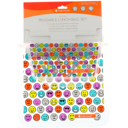 Full Circle, ZipTuck, многоразовый набор пакетов для обеда, эмодзи, 1 сэндвич + 1 закуска