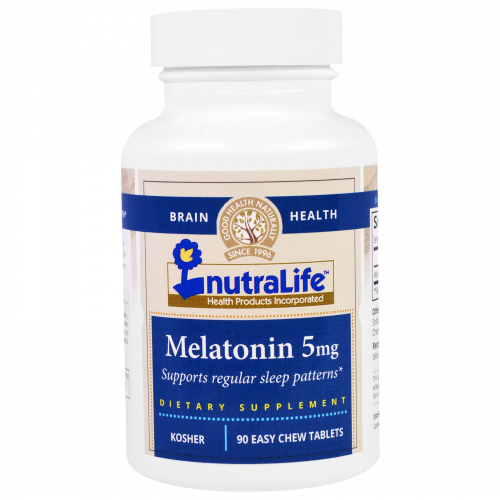 NutraLife, Мелатонин, 5 мг, 90 легко разжевываемых таблеток