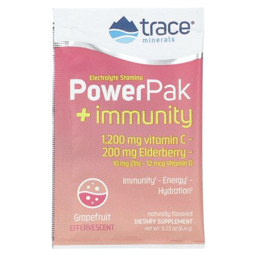 Trace Minerals Research, Electrolyte Stamina Power Pak + иммунитет Грейпфрут 30 шт