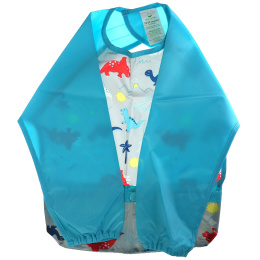 Green Sprouts, Нагрудник с длинным рукавом Snap & Go Easy Wear, для детей от 12 до 24 месяцев, Aqua Dinosaur, 1 штука