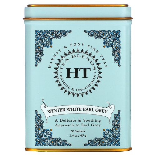 Harney & Sons, Зимний белый чай "Эрл Грей", 20 пакетиков, 0.9 унций (26 г)