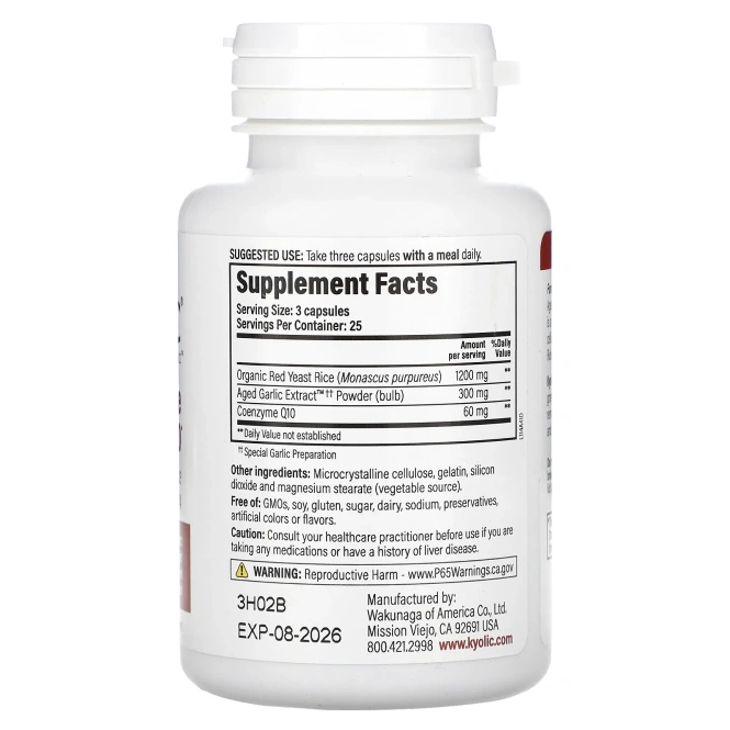 Kyolic, Экстракт возрастного чеснока, красный дрожжевой рис, плюс CoQ10 75 капсул