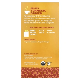 Equal Exchange, органическая куркума и имбирь, травяной чай, без кофеина, 20 чайных пакетиков, 36 г (1,27 унции)