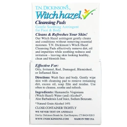 Dickinson Brands, Очищающие подушечки с гамамелисом от компании T.N. Dickinson, 60 подушечек диаметром 2,13 дюйма (5,41 см)