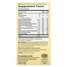 CATALO, Детские вегетарианские жевательные витамины с цинком и мультивитаминами, для детей от 2 лет, клубника, вишня и апельсин, 60 вегетарианских жевательных мармеладок