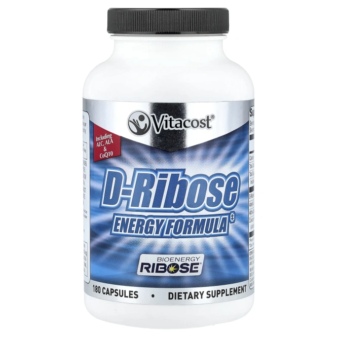 Vitacost, D-рибоза, энергетическая добавка, 180 капсул