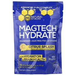 Natural Stacks, MagTech® Hydrate, цитрус, 14 стик-пакетов по 7,5 г (0,26 унции)