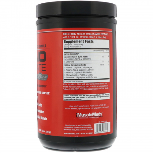 MuscleMeds, Amino Decanate, Citrus Lime, 13.5 oz (384 g)