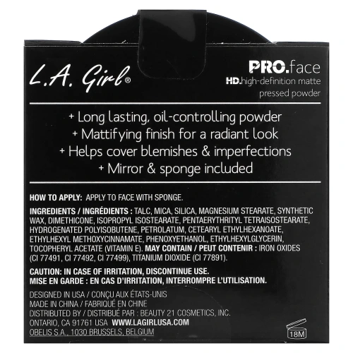 L.A. Girl, Компактная пудра для лица Pro Face HD, матирующая, оттенок Creamy Natural, 7 г