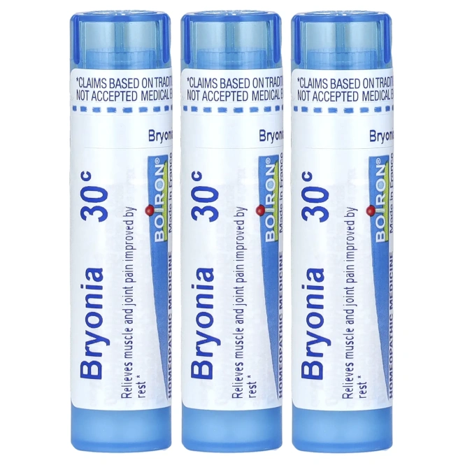 Boiron, Bryonia, обезболивающее, гранулы для рассасывания, 30C, 3 упаковки по 80 гранул