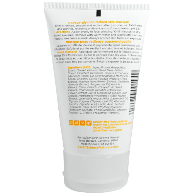 Earth Science, Маска для сияющей кожи, папайя-гликолевая, 118 мл
