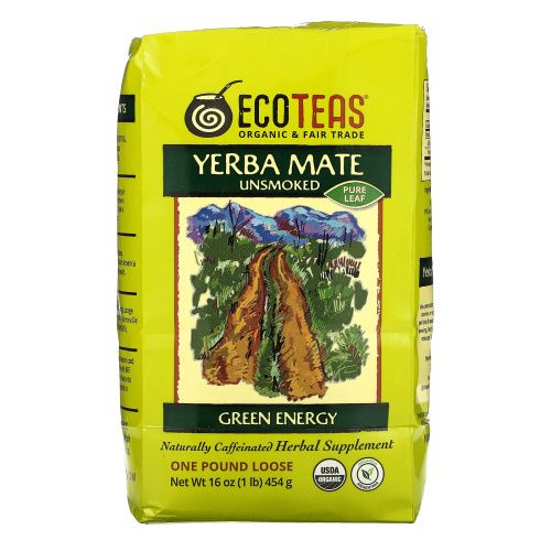 Eco Teas, Рассыпной чай «Чистый Йерба Мате», зеленая энергия, некопченый, 16 унций (454 г)
