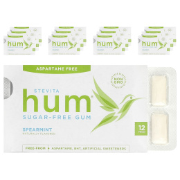 Stevita, Hum®, жевательная резинка без сахара, со вкусом мяты, 12 пакетиков по 12 шт.