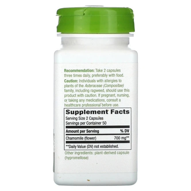 Nature's Way, цветки ромашки, 700 мг, 100 веганских капсул (350 мг в 1 капсуле)