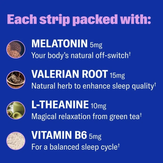 NuStrips, Sleep In A Strip™, голубика, 30 полосок