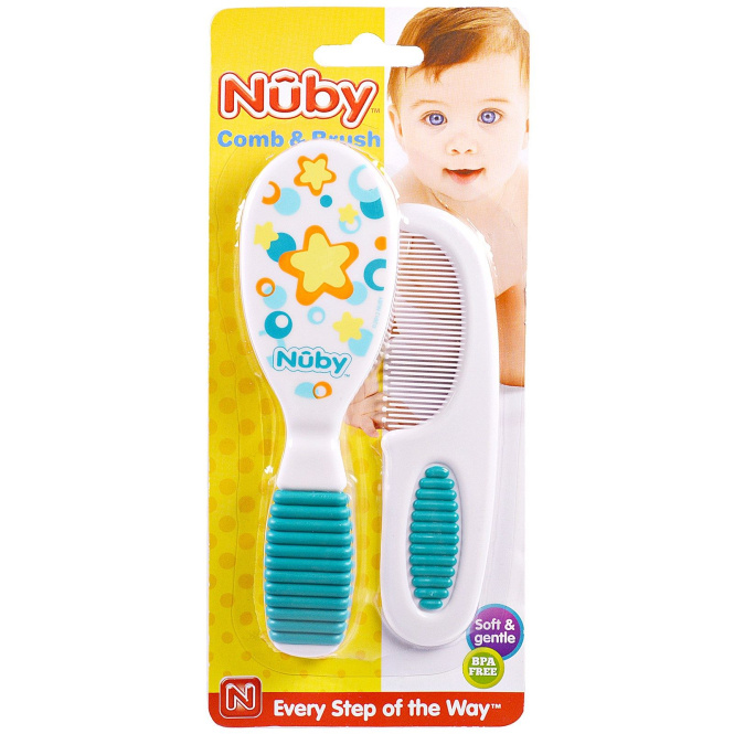 Nuby, Мягкие и нежные, расческа и щетка, 1 комплект