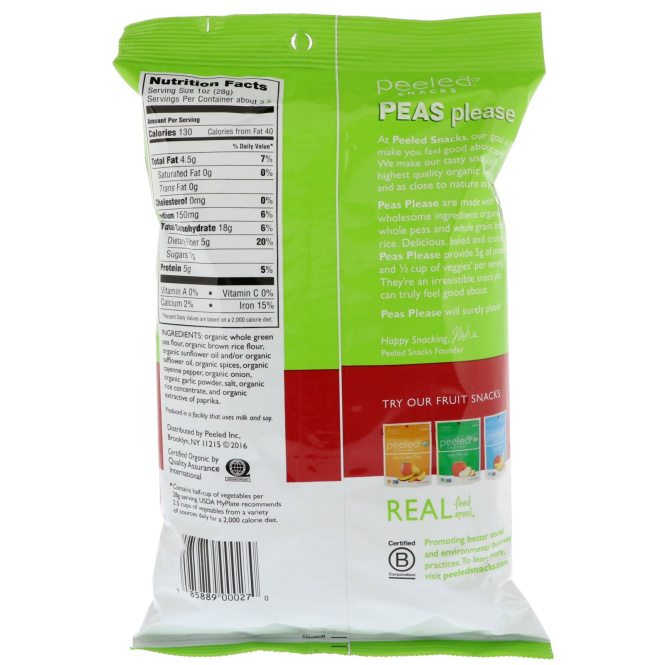 Peeled Snacks, Organic, Peas Please, Southwest Spice, 3.3 oz (94 g)