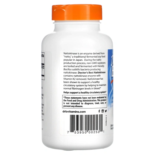 Doctor's Best, Наттокиназа, 2000 фибринолитических единиц (FU), 270 вегакапсул