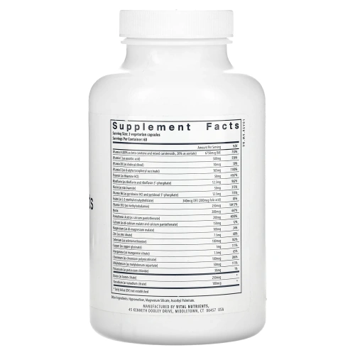 Vital Nutrients, мультипитательные вещества (без железа и йода), 180 вегетарианских капсул