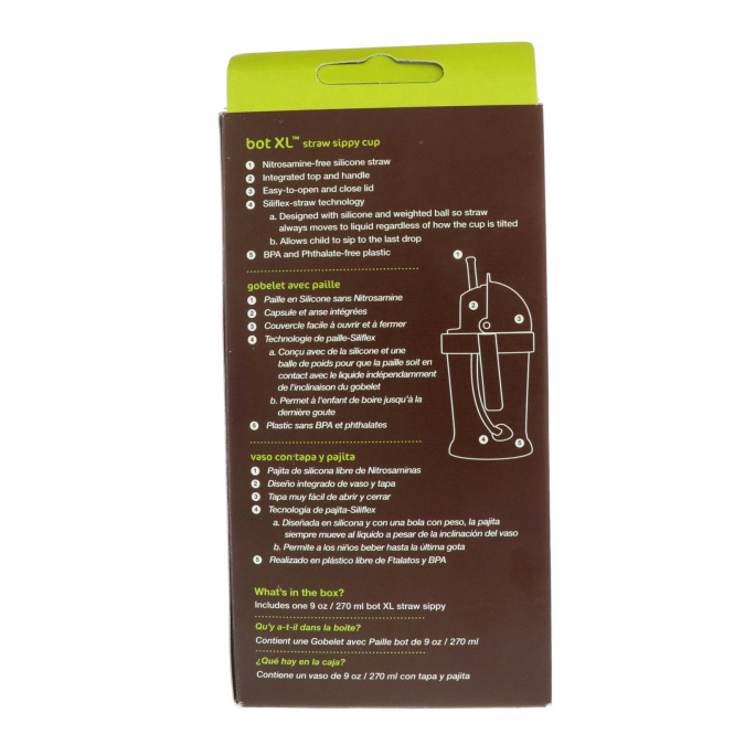 Zoli, Bot XL, кружка-непроливайка с соломинкой, зеленая, 9 унций