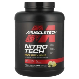 Muscletech, Nitro Tech, 100% Whey Gold (100% сыворотка), французский ванильный крем, 2,27 кг (5 фунта)