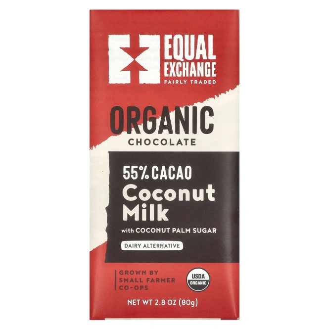 Equal Exchange, органический шоколад с кокосовым молоком и кокосовым сахаром, 55% какао, 80 г (2,8 унции)