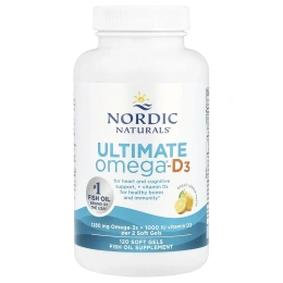 Nordic Naturals, Ultimate Omega-D3, с лимоном, 1000 мг, 120 гелевых капсул