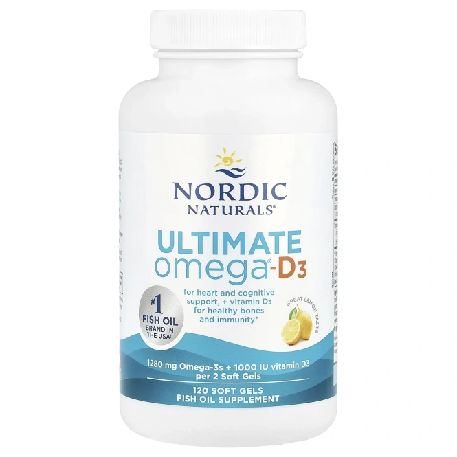 Nordic Naturals, Ultimate Omega-D3, с лимоном, 1000 мг, 120 гелевых капсул