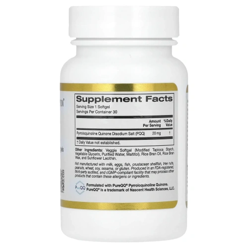California Gold Nutrition, Пирролохинолин хинон, 20 мг, 30 вегетарианских капсул