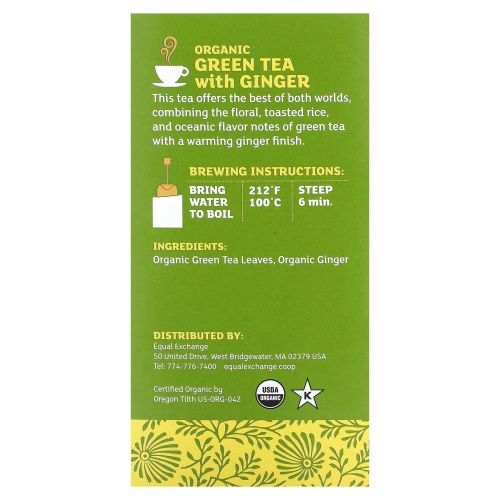 Equal Exchange, Organic Green Tea With Ginger, 20 Tea Bags, 1.05 oz ( 30 g)