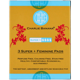 Charlie Banana, 3 супер + женские прокладки, Цветочные, 3 прокладки