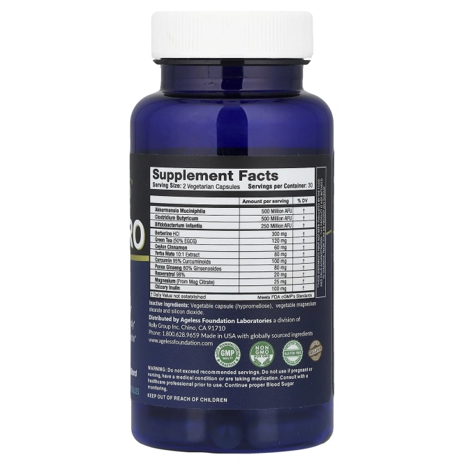 Ageless Foundation Laboratories, GLP-1 PRO`` 60 растительных капсул