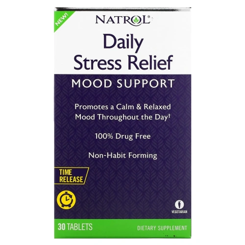 Natrol, Облегчение повседневного стресса, Таблетка пролонгированного действия, 30 таблеток