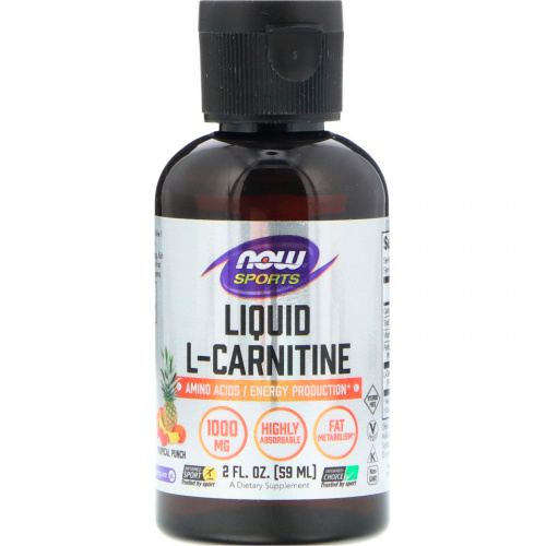 Now Foods, Sports Liquid L-Carnitine, Tropical Punch, 1000 mg, 2 fl oz (59 ml)